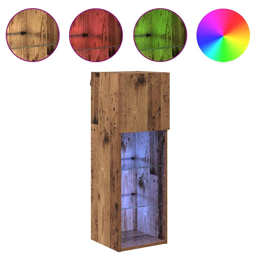 VidaXL Wandgemonteerde TV-kasten 2 pcs Oud Hout 30,5 x 30 x 90 cm