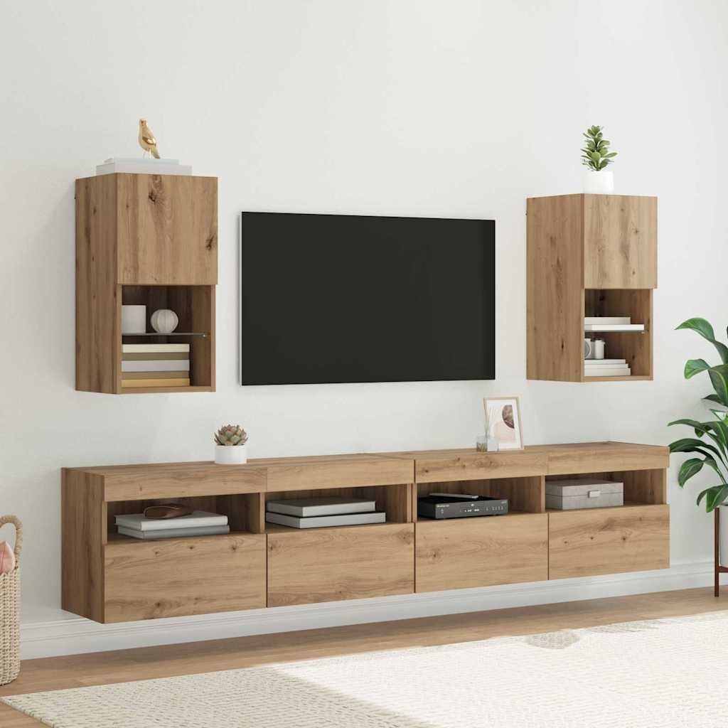 VidaXL Wandgemonteerde TV-kasten 2 pcs Artisan Eiken 30,5 x 30 x 60 cm