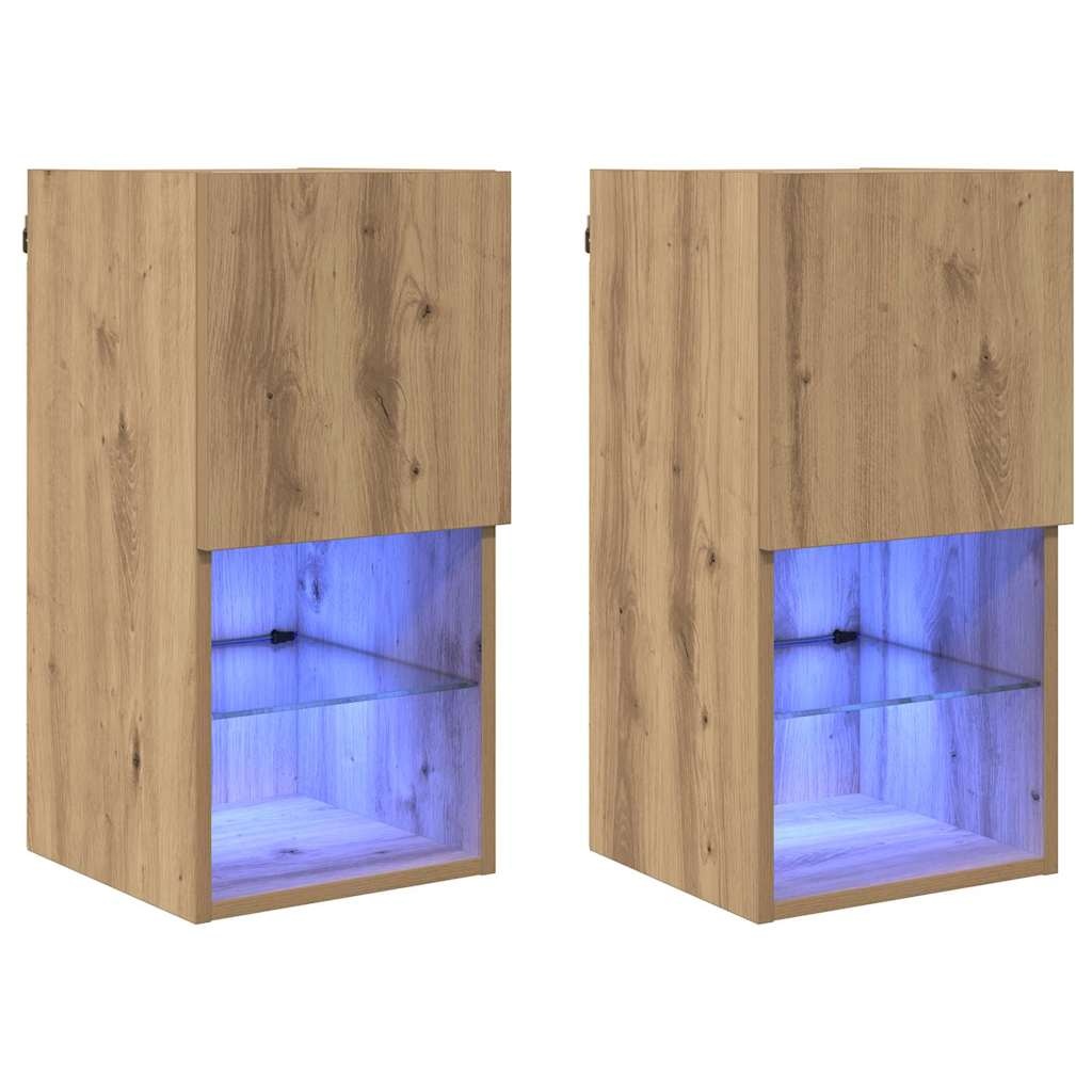 VidaXL Wandgemonteerde TV-kasten 2 pcs Artisan Eiken 30,5 x 30 x 60 cm
