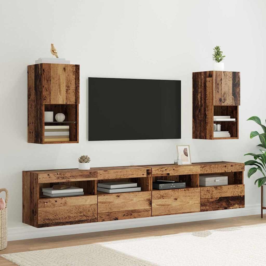 VidaXL Wandgemonteerde TV-kasten 2 pcs Oud Hout 30,5 x 30 x 60 cm