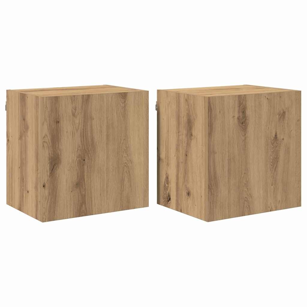 VidaXL TV Wandkasten 2 pcs Artisan Eiken 40,5x30x40cm Bewerkt hout