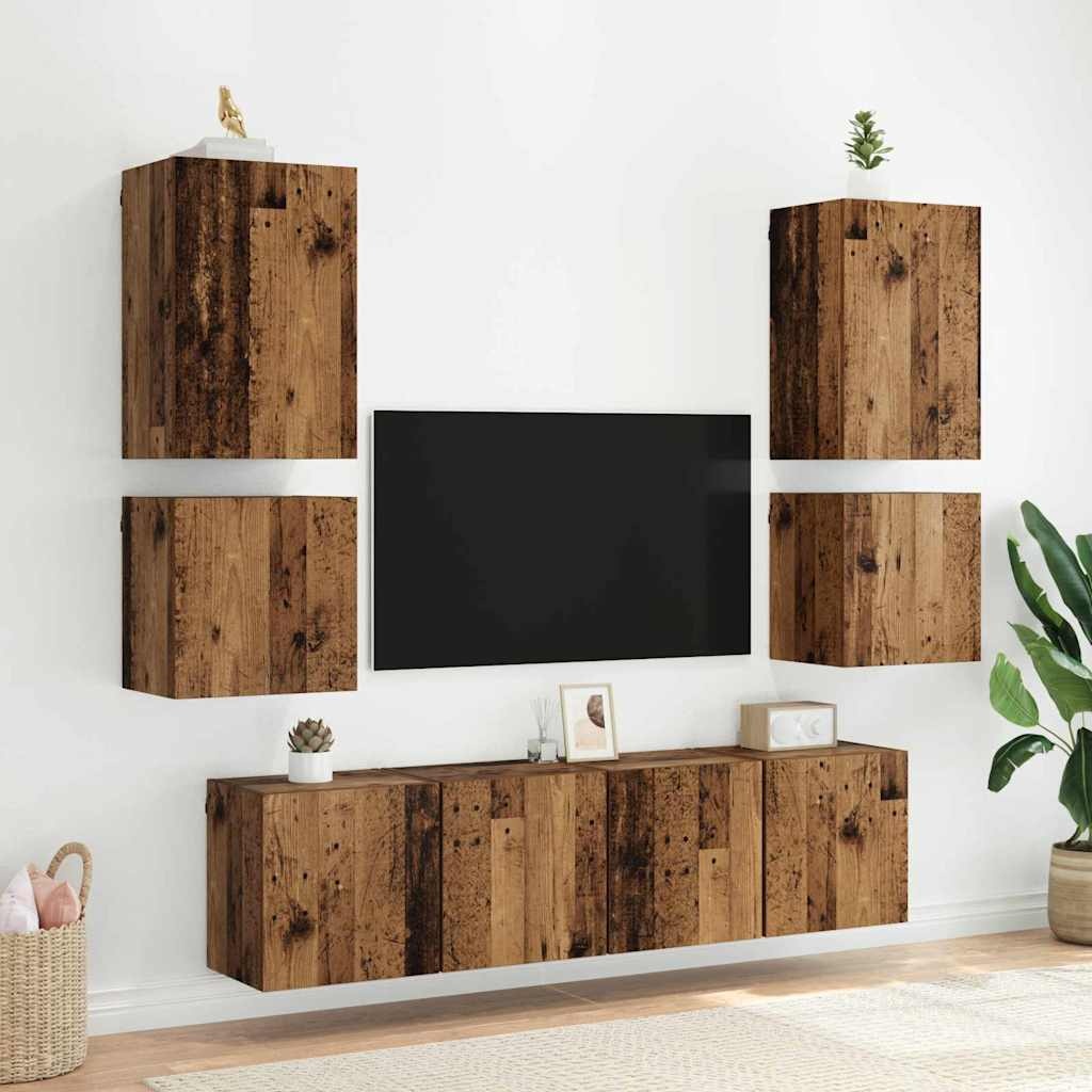 VidaXL TV Wandkast Wandgemonteerd Oud Hout 40,5x30x40cm Bewerkt hout
