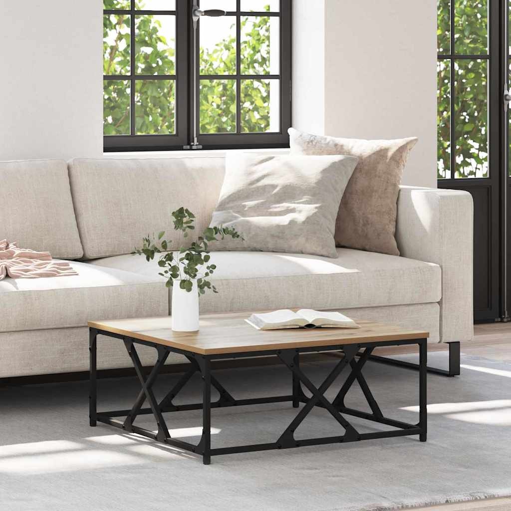 VidaXL Salontafel artisanaal eikenkleurig 70 x 70 x 30 cm Bewerkt hout