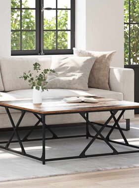 VidaXL Salontafel Oud hout 100 x 100 x 40 cm Bewerkt hout