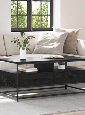 VidaXL Salontafel met lade Zwart eiken 100 x 51 x 45 cm Bewerkt hout