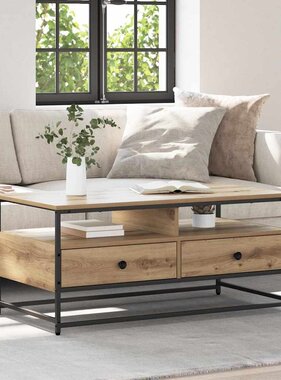 VidaXL Salontafel met lade artisanaal eikenkleurig 100 x 51 x 45 cm