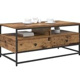VidaXL Salontafel met lade Oud hout 100 x 51 x 45 cm Bewerkt hout