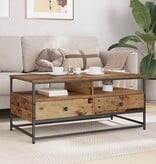 VidaXL Salontafel met lade Oud hout 100 x 51 x 45 cm Bewerkt hout