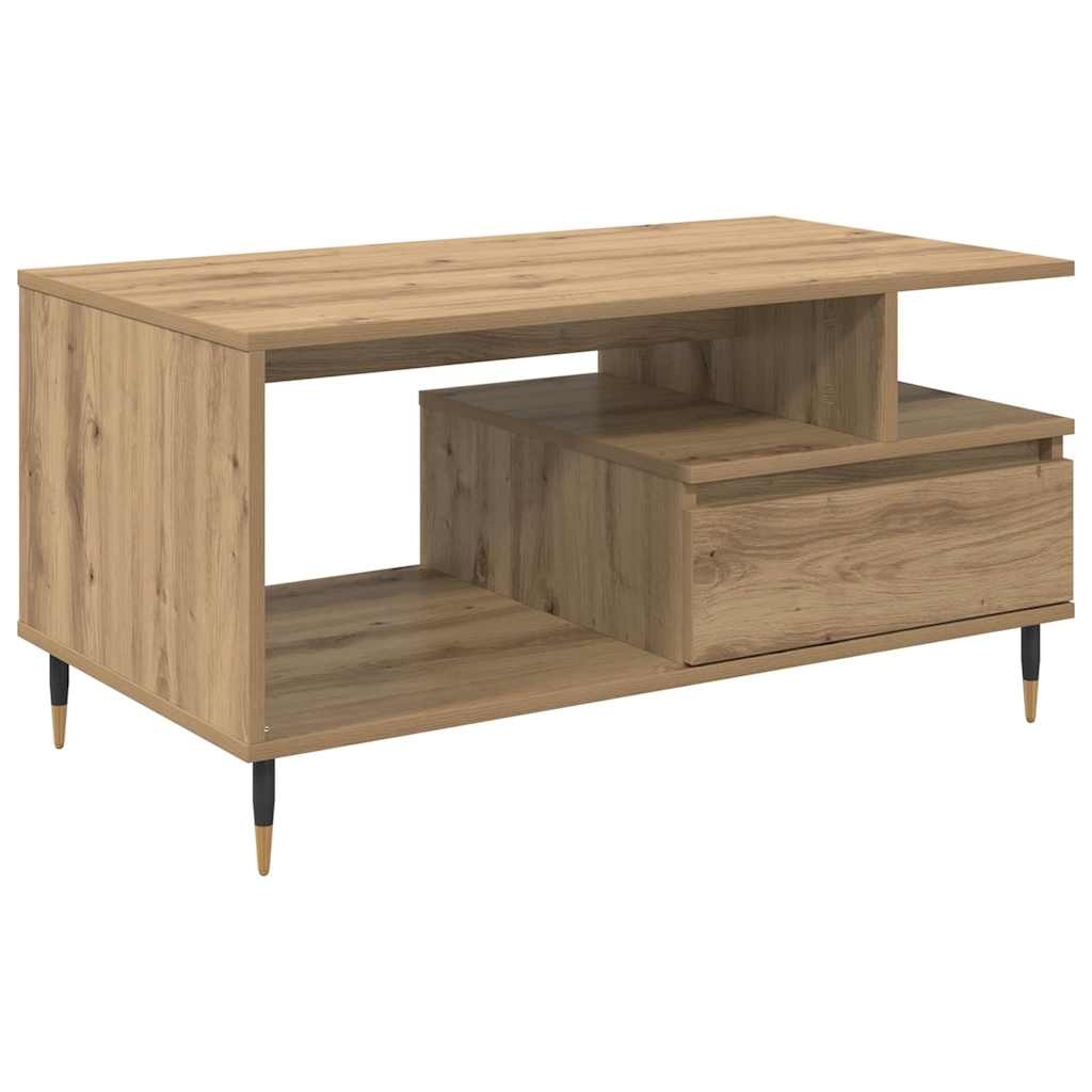 VidaXL Salontafel artisanaal eikenkleurig 90 x 49 x 45 cm Bewerkt hout