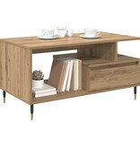 VidaXL Salontafel artisanaal eikenkleurig 90 x 49 x 45 cm Bewerkt hout