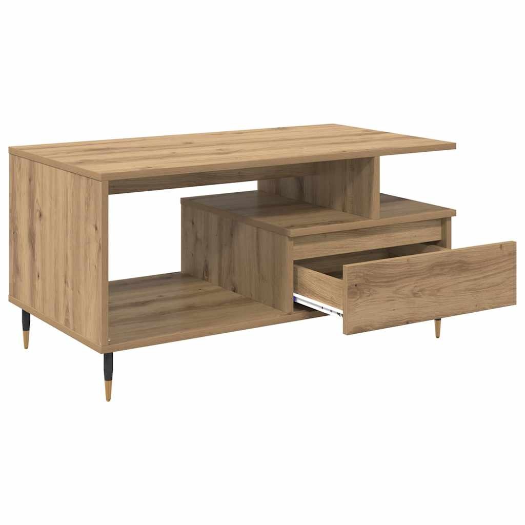 VidaXL Salontafel artisanaal eikenkleurig 90 x 49 x 45 cm Bewerkt hout