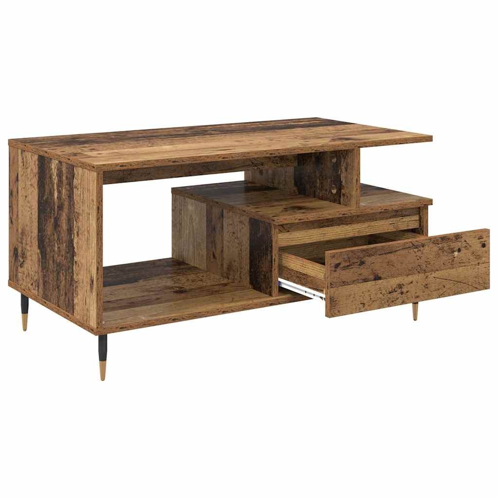 VidaXL Salontafel met lade Oud hout 90 x 49 x 45 cm Bewerkt hout