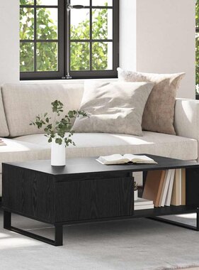VidaXL Salontafel met lade Zwart eiken 90 x 60 x 35 cm Bewerkt hout