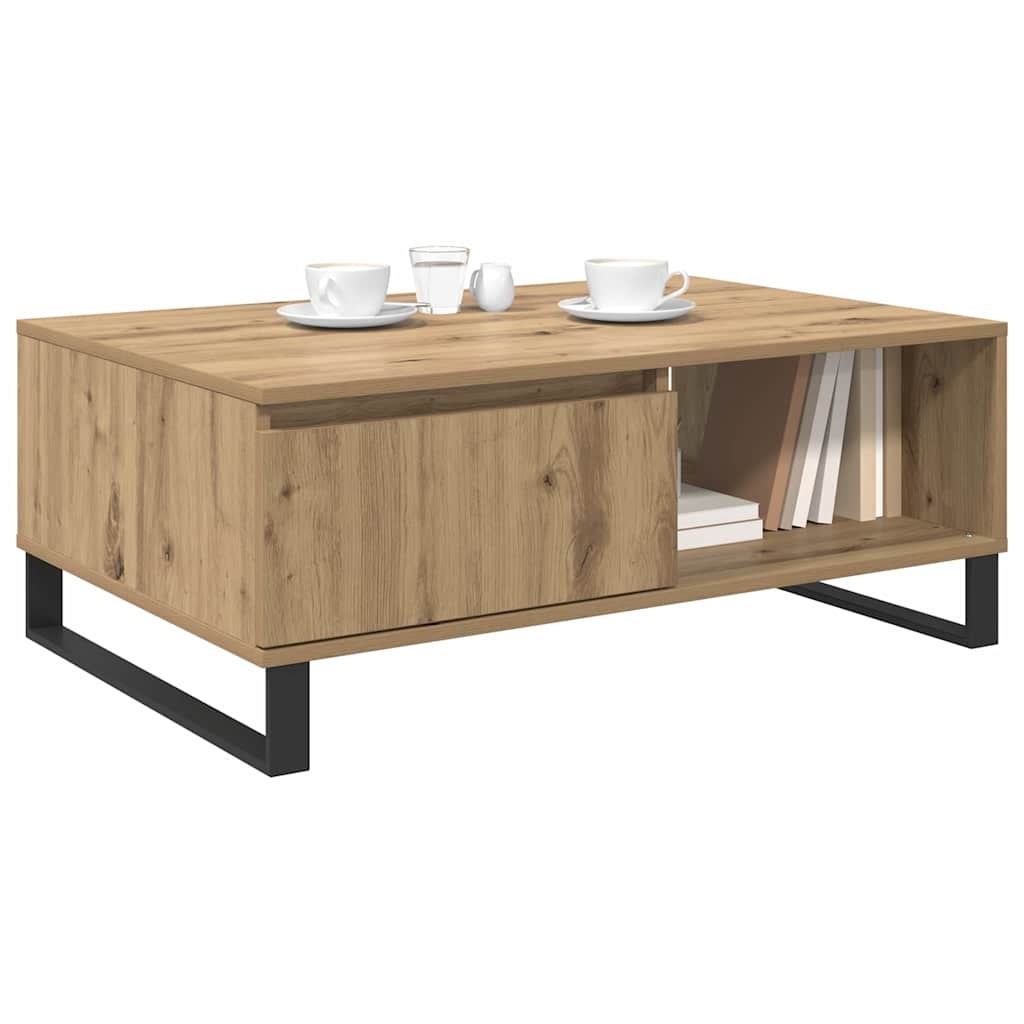 VidaXL Salontafel artisanaal eikenkleurig 90 x 60 x 35 cm Bewerkt hout