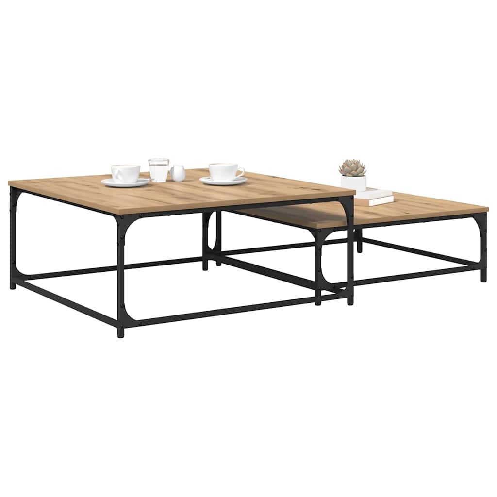 VidaXL Nesting Koffietafel 2 pcs artisanaal eikenkleurig