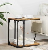 VidaXL Bijzettafel met plank Oud hout 50 x 35 x 52 cm Bewerkt hout