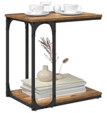 VidaXL Bijzettafel met plank Oud hout 50 x 35 x 52 cm Bewerkt hout