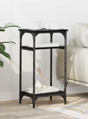 VidaXL Bijzettafel met plank Zwart eiken 40 x 30 x 75 cm Bewerkt hout