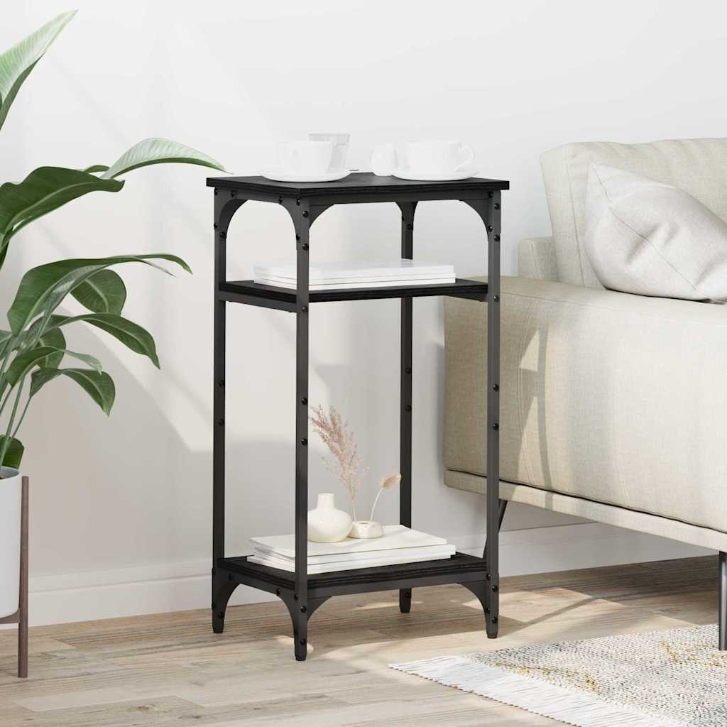 VidaXL Bijzettafel met plank Zwart eiken 40 x 30 x 75 cm Bewerkt hout