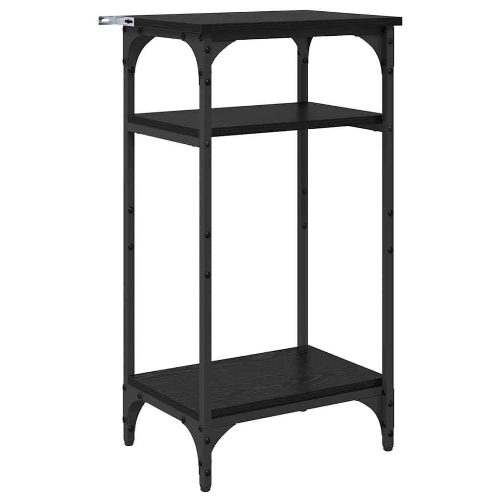 VidaXL Bijzettafel met plank Zwart eiken 40 x 30 x 75 cm Bewerkt hout