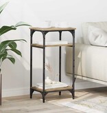 VidaXL Bijzettafel met plank artisanaal eikenkleurig 40 x 30 x 75 cm