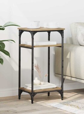 VidaXL Bijzettafel met plank artisanaal eikenkleurig 40 x 30 x 75 cm