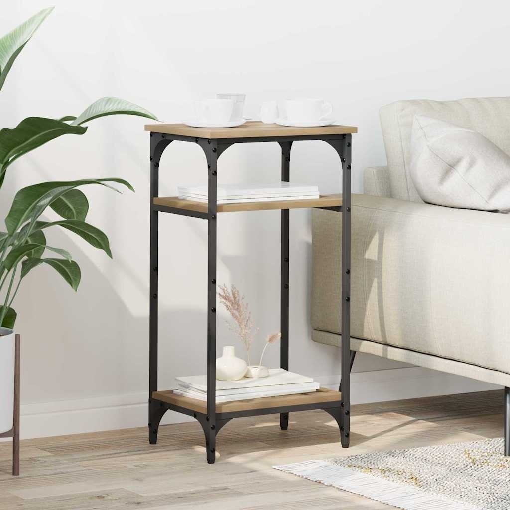 VidaXL Bijzettafel met plank artisanaal eikenkleurig 40 x 30 x 75 cm