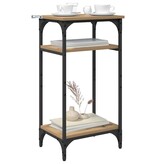 VidaXL Bijzettafel met plank artisanaal eikenkleurig 40 x 30 x 75 cm