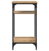 VidaXL Bijzettafel met plank artisanaal eikenkleurig 40 x 30 x 75 cm