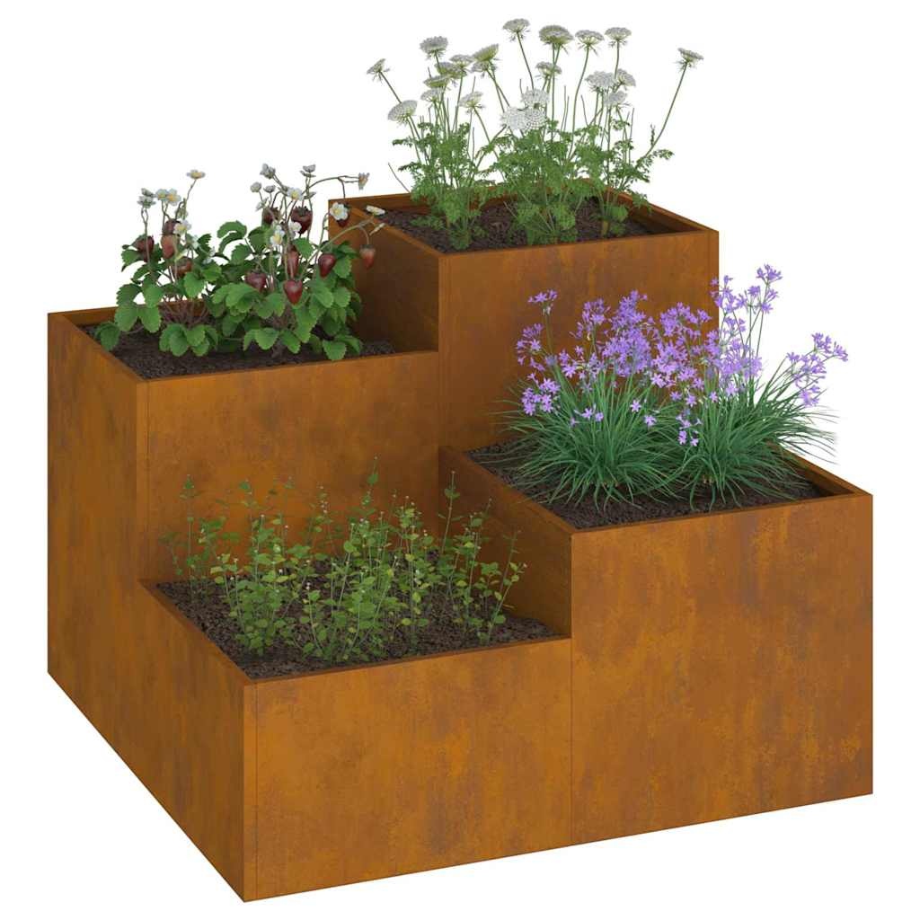 VidaXL Tuin Bloempot Roestig 100 x 100 x 60 cm Cortenstaal