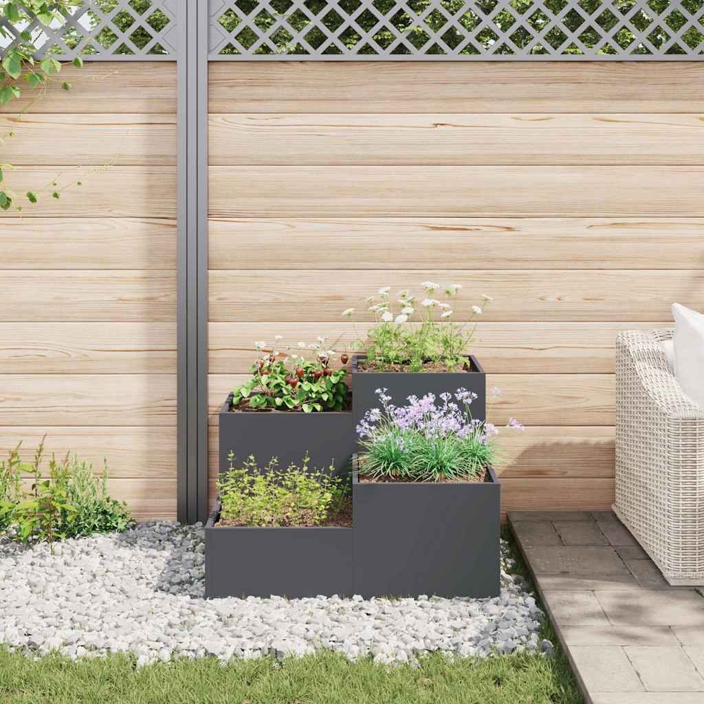 VidaXL Tuin Bloempot Antraciet 100 x 100 x 60 cm Staal