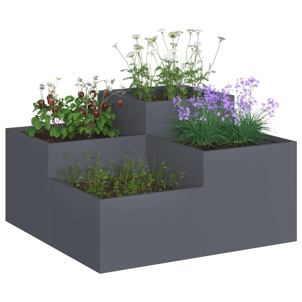 VidaXL Tuin Bloempot Antraciet 100 x 100 x 48 cm Staal