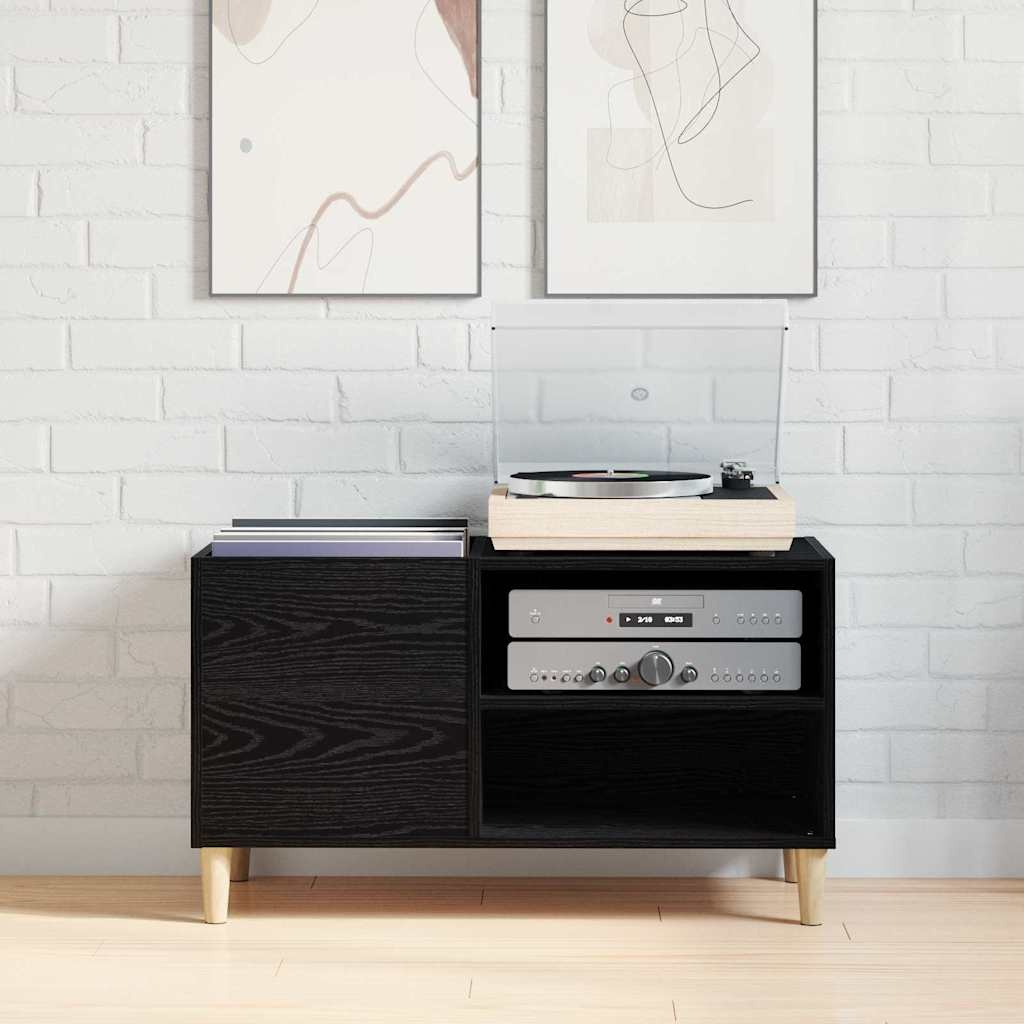 VidaXL Platenkast Zwart eiken 84,5 x 38 x 48 cm Bewerkt hout