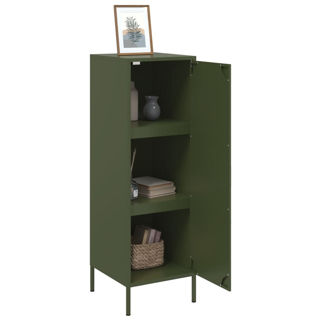 VidaXL Hoge kast 36x39x113 cm staal olijfgroen