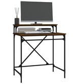 VidaXL Bureau 80x50x90 cm bewerkt hout en ijzer bruin eikenkleur