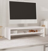 VidaXL Monitorstandaard 50x24x13 cm massief grenenhout wit