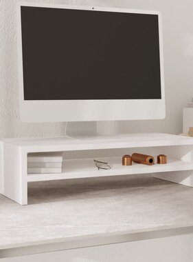 VidaXL Monitorstandaard 50x24x13 cm massief grenenhout wit