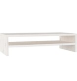 VidaXL Monitorstandaard 50x24x13 cm massief grenenhout wit