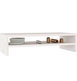 VidaXL Monitorstandaard 50x24x13 cm massief grenenhout wit