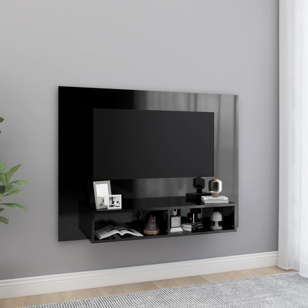 VidaXL Tv-wandmeubel 120x23,5x90 cm bewerkt hout hoogglans zwart