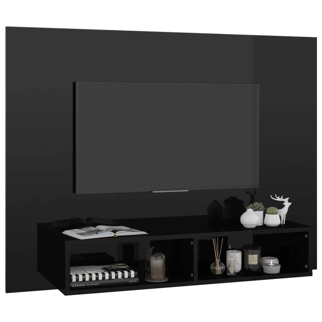 VidaXL Tv-wandmeubel 120x23,5x90 cm bewerkt hout hoogglans zwart