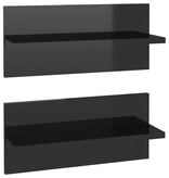 VidaXL Wandschappen 2 st 40x11,5x18 cm hoogglans zwart