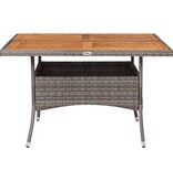 VidaXL Tuintafel poly rattan en massief acaciahout grijs