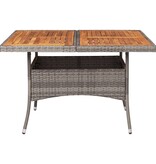 VidaXL Tuintafel poly rattan en massief acaciahout grijs