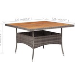 VidaXL Tuintafel poly rattan en massief acaciahout grijs