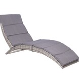 VidaXL Ligbed inklapbaar met kussen poly rattan grijs
