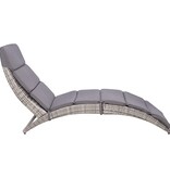 VidaXL Ligbed inklapbaar met kussen poly rattan grijs