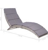 VidaXL Ligbed inklapbaar met kussen poly rattan grijs