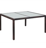 VidaXL Tuintafel 150x90x75 cm poly rattan en glas bruin
