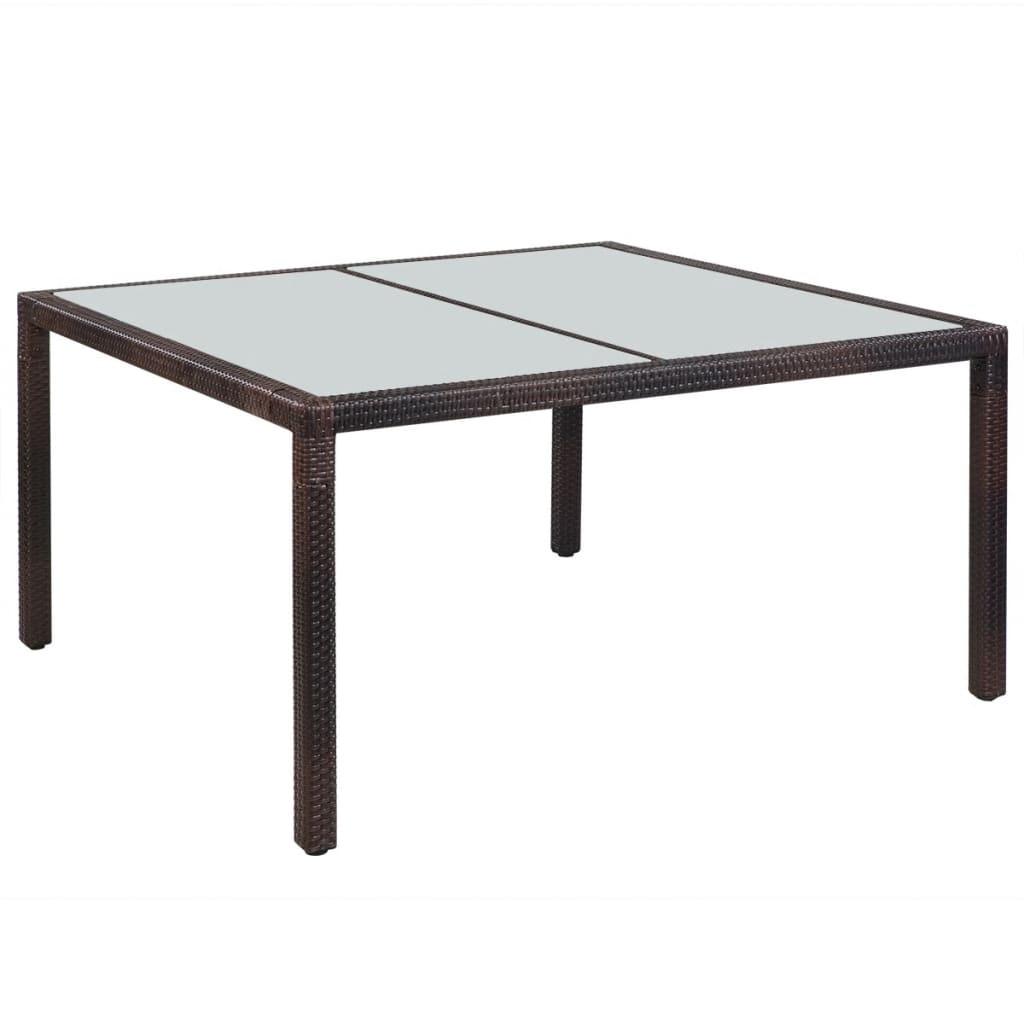 VidaXL Tuintafel 150x90x75 cm poly rattan en glas bruin